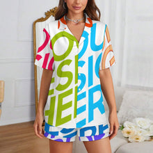 Cargar imagen en el visor de la galería, Pijama de manga corta para mujer LM093 con diseño personalizado con patrón foto texto (impresión de imágenes múltiples)
