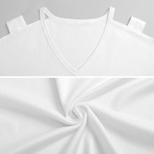 Cargar imagen en el visor de la galería, Camiseta de mujer de manga corta con hombros descubiertos LM077 personalizado con patrón foto texto (impresión de imagen única)