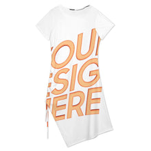 Cargar imagen en el visor de la galería, Vestido de mujer de manga corta con abertura lateral alta y cordón de ajuste A44Q personalizado con patrón foto texto (impresión de imágenes múltiples)