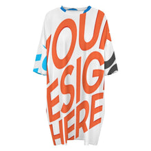 Cargar imagen en el visor de la galería, Camisón de pijama suelto de seda helada para mujer talla grande LM475 personalizado con patrón foto texto (impresión de imágenes múltiples)