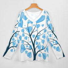 Cargar imagen en el visor de la galería, Camiseta Manga Larga Cuello V Doble | Holgada y Personalizable Mujer