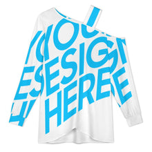 Cargar imagen en el visor de la galería, Camiseta asimétrica de manga larga con tirantes midi LDV personalizado con patrón foto texto (impresión de imagen única)