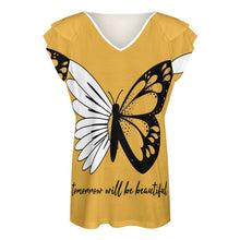 Cargar imagen en el visor de la galería, Camiseta con Volantes UPF 50+ Personalizable | V-Neck y Diseño