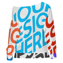 Cargar imagen en el visor de la galería, Sudadera de manga larga con cuello inclinado para mujer MXLD137 personalizado con patrón foto texto (impresión de imágenes múltiples)