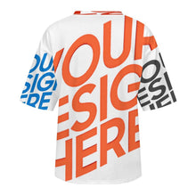 Cargar imagen en el visor de la galería, Camiseta de manga al codo con cuello redondo para mujer S28T Camiseta holgada informal con hombros caídos personalizado con patrón foto texto