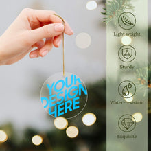 Cargar imagen en el visor de la galería, Adorno de árbol de Navidad de acrílico con colgante en varios estilos disponibles (forma circular, amor, Navidad) personalizado con patrón foto texto