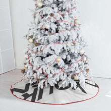 Cargar imagen en el visor de la galería, Falda para árbol de Navidad (borde rojo) (diferentes imágenes en ambos lados) personalizado con patrón foto texto