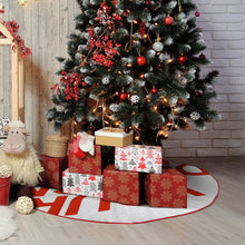 Cargar imagen en el visor de la galería, Falda para árbol de Navidad (borde rojo) (diferentes imágenes en ambos lados) personalizado con patrón foto texto