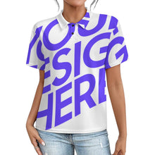 Cargar imagen en el visor de la galería, Polo para mujer con hombros rectos y tapeta de botones LTPL22 personalizado con patrón foto texto (impresión de imagen única)