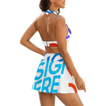 Cargar imagen en el visor de la galería, Conjunto de traje de baño de dos piezas para mujer con minifalda con abertura 308977 personalizado con patrón foto texto (impresión de imágenes múltiples)
