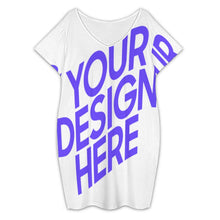 Cargar imagen en el visor de la galería, Vestido midi con cuello de pico para mujer y manga corta A96Q personalizado con patrón foto texto