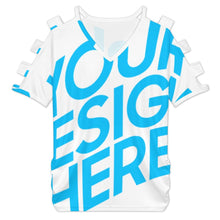 Cargar imagen en el visor de la galería, Camiseta de mujer de manga corta con hombros descubiertos LM077 personalizado con patrón foto texto (impresión de imagen única)
