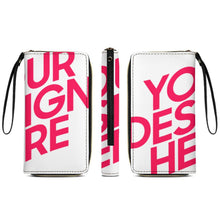 Cargar imagen en el visor de la galería, Cartera de piel con cordón para mujer y hombre personalizado con patrón foto texto (misma imagen por ambas caras)