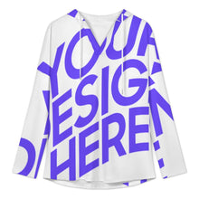 Cargar imagen en el visor de la galería, Sudadera con capucha de manga larga y cuello en V para mujer C19H personalizado con patrón foto texto (impresión de imagen única)