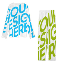 Cargar imagen en el visor de la galería, Conjunto de pantalón y camiseta de manga larga informal para mujer A86TZ Texto personalizado con patrón foto texto (impresión de imagen única)