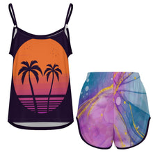 Cargar imagen en el visor de la galería, Conjunto Pijama Seda de Hielo Mujer Personalizable | Top Tirantes y Short