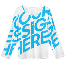 Cargar imagen en el visor de la galería, Blusa de manga larga con botones para mujer BMJ personalizado con patrón foto texto (impresión de imagen única)