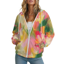 Cargar imagen en el visor de la galería, Sudadera con capucha para mujer con cremallera completa, tejido de aire y personalización gráfica