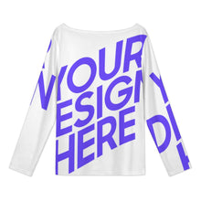Cargar imagen en el visor de la galería, Camiseta de manga larga con escote oblicuo para mujer XVL personalizado con patrón foto texto (impresión de imagen única)