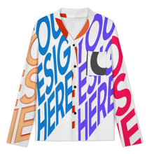 Cargar imagen en el visor de la galería, Conjunto de pijama de manga larga con cuello en V para mujer B99TZ personalizado con nombre y texto (diseño de varias imágenes)