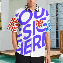 Cargar imagen en el visor de la galería, Camisa de hombre de manga corta con bolsillo B339 personalizado con patrón foto texto (impresión de imágenes múltiples)