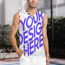 Cargar imagen en el visor de la galería, Camiseta sin mangas de baloncesto para hombre Camiseta TK con cuello en V personalizado con patrón foto texto (impresión de imágenes múltiples)