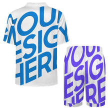 Cargar imagen en el visor de la galería, Pijama de manga corta de seda hielo para hombre LM135 personalizado con patrón foto texto (impresión de imagen única)