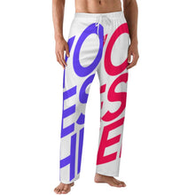 Cargar imagen en el visor de la galería, Pantalón de pijama holgado de algodón puro para hombre con estampado integral LM071 personalizado con patrón foto texto