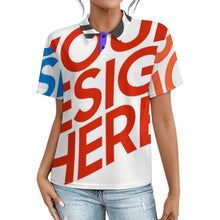 Cargar imagen en el visor de la galería, Polo de mujer con hombros rectos y tapeta de botones LTPL22 personalizado con patrón foto texto (impresión de imágenes múltiples)
