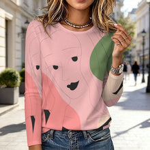Cargar imagen en el visor de la galería, Round Neck Long Sleeved T-shirt Line Design, Girl