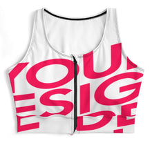 Cargar imagen en el visor de la galería, Sujetadores deportivos con cremallera frontal para mujer SDS2007 personalizado con patrón foto texto (impresión de imagen única)