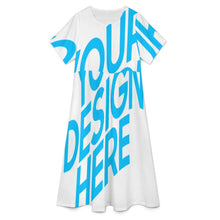 Cargar imagen en el visor de la galería, Vestido largo de manga corta con cuello redondo para mujer A89Q personalizado con patrón foto texto