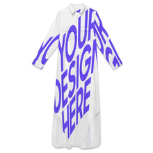 Cargar imagen en el visor de la galería, Vestido camisero maxi clásico para mujer B9S personalizado con patrón foto texto