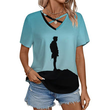 Cargar imagen en el visor de la galería, Camiseta Cruzada Cuello V Personalizable para Mujer | Top Verano