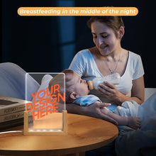 Cargar imagen en el visor de la galería, Lámpara de noche acrílica (base inclinada de un solo color) personalizado con patrón foto texto