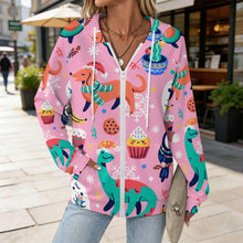 Cargar imagen en el visor de la galería, Sudadera con Capucha de Tejido Waffle con Cremallera Completa Personalizable para Mujer