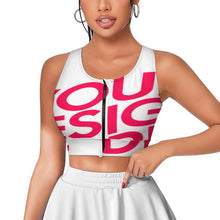 Cargar imagen en el visor de la galería, Sujetadores deportivos con cremallera frontal para mujer SDS2007 personalizado con patrón foto texto (impresión de imagen única)