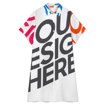 Cargar imagen en el visor de la galería, Vestido camisero midi de manga corta para mujer B15Q personalizado con patrón foto texto (impresión de imágenes múltiples)