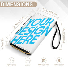Cargar imagen en el visor de la galería, Cartera larga de cuero con cordón personalizado con patrón foto texto (diferentes imágenes en la parte delantera y trasera)