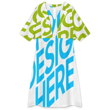 Cargar imagen en el visor de la galería, Vestido de mujer de 2 piezas con escote en V (vestido sin mangas + abrigo tipo chal) A77Q personalizado con patrón foto texto (impresión de imagen única)