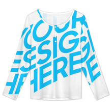 Cargar imagen en el visor de la galería, Blusa de manga larga con botones para mujer BMJ personalizado con patrón foto texto (impresión de imagen única)