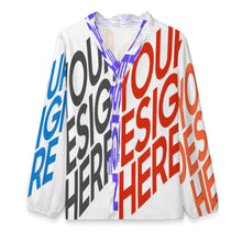 Cargar imagen en el visor de la galería, Blusa de manga larga con escote en V y ribetes de volantes para mujer A1S personalizado con patrón foto texto (impresión de imágenes múltiples)