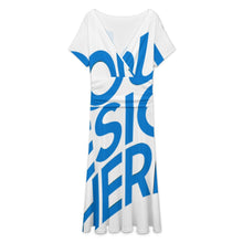 Cargar imagen en el visor de la galería, Vestido de mujer de manga corta con cuello en V LYQ142 personalizado con patrón foto texto