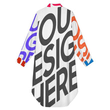 Cargar imagen en el visor de la galería, Vestido largo tipo blusa para mujer B43S personalizado con patrón foto texto (impresión de imágenes múltiples)