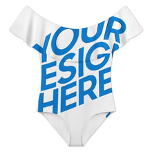 Cargar imagen en el visor de la galería, Traje de baño de una pieza con volantes y hombros descubiertos OFF SHOULDER para mujer 294328 personalizado con patrón foto texto (impresión de imagen única)