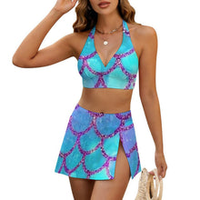 Cargar imagen en el visor de la galería, Conjunto de bikini de dos piezas con tirantes ajustables y falda con abertura personalizable