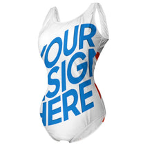 Cargar imagen en el visor de la galería, Traje de baño de una pieza para mujer LT3190 traje de baño conjunto sin espalda de verano conjunto personalizado con patrón foto texto (impresión de imágenes múltiples)