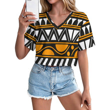 Cargar imagen en el visor de la galería, Short V-neck Top African Pattern