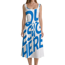 Cargar imagen en el visor de la galería, Vestido sin mangas para mujer LYQ121 con cinturónpersonalizado con patrón foto texto (impresión de imagen única)