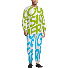 Cargar imagen en el visor de la galería, Conjunto de pijama de 2 piezas con cuello redondo para hombre LM094 personalizado con patrón foto texto (impresión de imagen única)